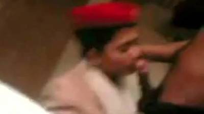 Indian stewardess sucking on a cock