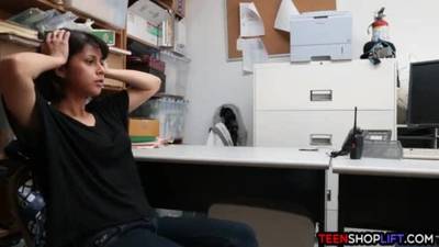 Security guard pounds a teen shoplfiters pussy in his office