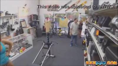 Muscular latina spreads eagle for cash in pawn shop