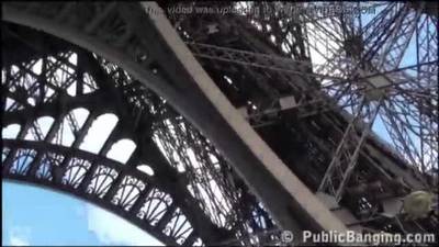 Extreme public sex threesome by the eiffel tower